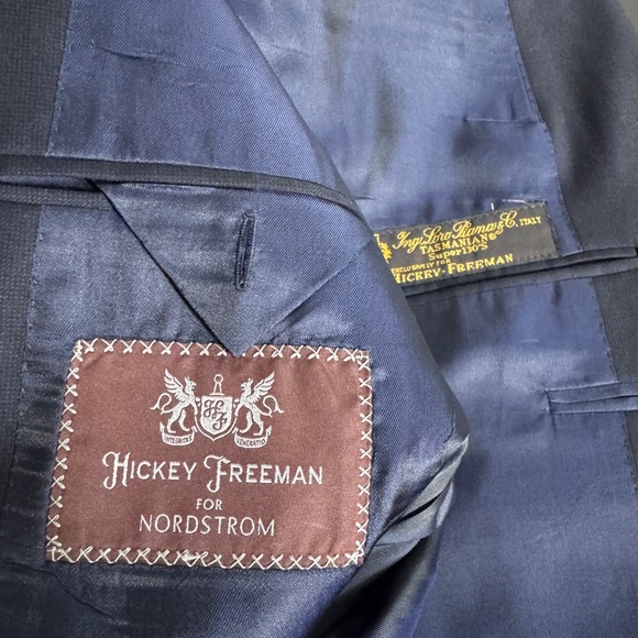 Hickey Freeman for Nordstrom 100% Worsted Wool Navy Blazer 44L Ing Loro Piana - Picture 4 of 5